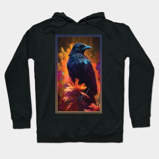 Crow Vibrant Tropical Flower Tall Digital Oil Painting Portrait 2 Hoodie